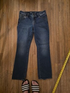 Old Navy Women's Dark Blue Mid-Rise Kicker Boot-Cut Jeans